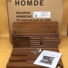 HOMDE solid wood mobile phone charging station and nightstand desk organizer picture