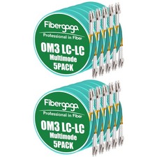 Fibergaga 10 Pack 1M OM3 LC to LC Fiber Patch Cable 50/125µm Multimode 10G picture