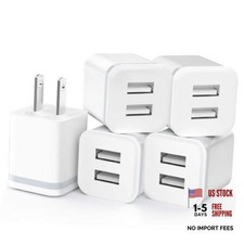 USB Wall Charger, 5-Pack 2.1A/5V Dual Port USB Cube Power Adapter Charger Plug picture
