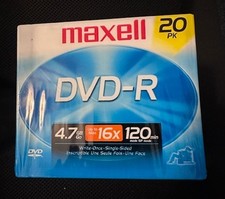 Maxell DVD-R 20 Pack New Sealed  4.7 GB~16X max~120 minutes sp mode  picture