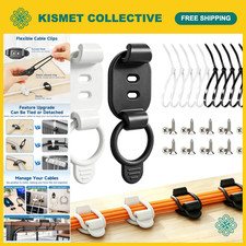 20 Sets Adjustable Cable Management Clips - Self Adhesive Cord Organizer, Reusab picture