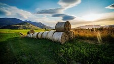 Landscape nature r sunset haystacks sky clouds hay Custom Gaming Mat Desk picture