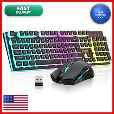 RedThunder K10 Wireless Gaming Keyboard Mouse Combo RGB Backlit Mechanical Feel picture