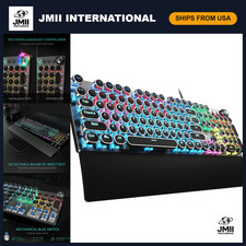 Typewriter Style Mechanical Gaming Keyboard, Wired 104 Keys, Retro Design, RGB L picture