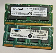 4GB Kit 2x2GB DDR2 667MHz PC2-5300S Laptop RAM Crucial CT25664AC667 Pair picture