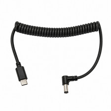 AConnect USB-C PD 12V to DC 5.5x2.5mm Right Angle Coiled Power Cable Black picture