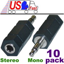 Lot10pack 3.5mm Mono Male to Stereo Female Audio/Headphone Adapter 1/8