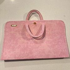 Pink Padded Faux Leather 15 in Laptop Sleeve Case with Handle, Solid Universal picture