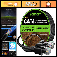 200ft Cat 6 Outdoor Ethernet Cable, 10Gbps Waterproof Direct Burial, UV Jacket, picture
