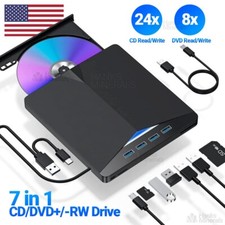 7-in-1 Slim External CD DVD Drive USB 3.0 Reader Writer Burner Player For Laptop picture
