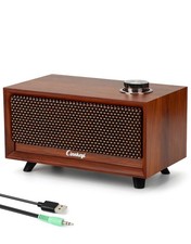 Compact Wooden PC Soundbar Speakers - USB Powered, Bluetooth, 3.5mm Input for De picture