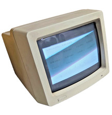 1984 Digital VR241-A color CRT monitor, powers on, DEC Rainbow/terminal, burnin picture