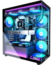 K2 ATX Mid Tower PC Case 7 PWM ARGB Fans Dual Tempered Glass USB-C Black picture