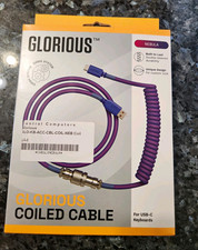 Glorious Nebula Purple Coiled Cable USB-C to USB-A 4.5ft Aviator Connector picture