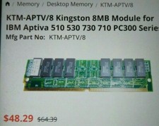 4x IBM APTIVA genuine Kingston KTM-APTV/8 60ns SIMMs EDO. Non parity. picture