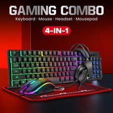 4IN1 LED Gamer Bundle Mechanical Kits,RGB PC Gaming Keyboard Mouse &Headset Set picture