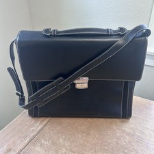 Wilsons Leather Pelle Studio Leather Messenger Bag Briefcase Satchel Black picture