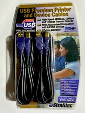 USB Premium Device High SPEED Cables 2 PACK Black Gold Plated 6.5 Foot STRATITEC picture