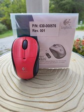 Logitech V220 Cordless Optical Mouse Red USB Notebooks Ergonomic  picture