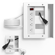 In Wall Cable Management Kit with Recessed Outlet Box, 4 Outlets, 9.8FT Cord,... picture