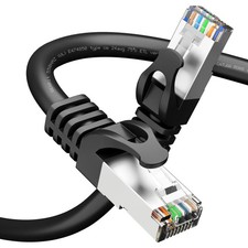 Black 5 Ft Cat6A Ethernet Cable 10Gbps Snagless Shielded SSTP SFTP 26AWG picture