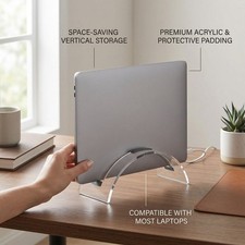 Clear Acrylic Vertical Laptop Stand Space Saving For Tabletop picture