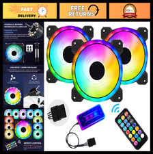 3 Pack 120mm RGB Case Fans - Ultra-Quiet Cooling, Remote Control, ARGB Sync, Spe picture