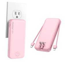 Portable Charger 10000mAh PD20W w/Built-in Cables & Pink 10000 Milliamp Hours picture
