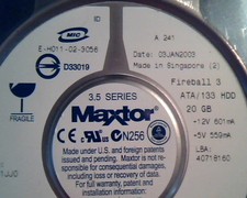 Hard Disk Drive IDE Maxtor Fireball 3 294923-001 E-H011-02-3056 20GB 40718160 picture