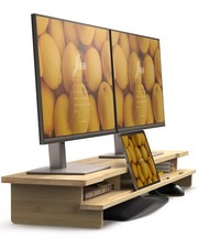 WELL WENG 42.5” Dual Monitor Stand with Phone & Tablet Holder Desk Shelf picture