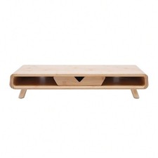 Bamboo Monitor Riser with Center Drawer, Open Cubbies & Raised Base picture
