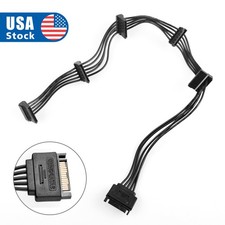 1/2X 15 Pin SATA Power 1 Male To 5 Female Splitter Hard Drive Cable for HDD SSD~ picture