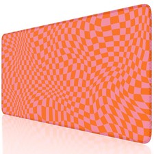 iCasso XXL Large Mouse Pad for Desk, 35.4 x 15.7 inches, Orange Checkered picture