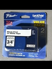TZe-2412PK New Genuine Brother (2pk) Black on White 3/4