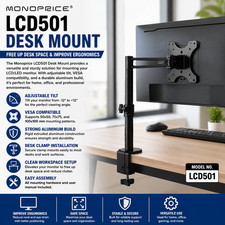 Monoprice LCD501 Single Monitor Desk Mount Adjustable Tilt VESA Monitor Stand picture