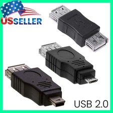 USB Mini or Micro USB to USB M/F Adapter or USB 2.0 F/F Coupler Gender Changer picture