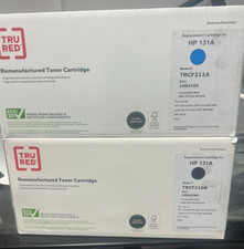 Lot of 2 Tru Red Remanufactured HP 131A Black & Cyan  Toner Compatible with 131A picture