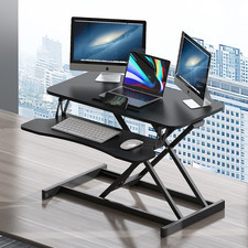 32 Inch Desk Converter Height Adjustable Sit to Stand Riser w/Wide Keyboard Tray picture
