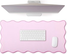 Hahafelt Scalloped Desk Mat Large Desk Pad Cute Coquette Table Mat Back to Schoo picture