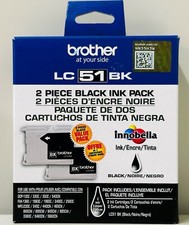 New Genuine Brother LC51 Black 2PK Ink Cartridges MFC-3360C, MFC-440CN picture