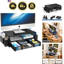 Desk Organizer and Accessories, 2 Tier Computer Metal Monitor Stand Riser wit... picture