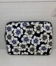 Kate Spade New York Blake Avenue Laptop Sleeve Case Black w/ White Floral Print picture