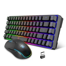 Snpurdiri 60% Wireless Gaming Keyboard and Mouse Combo,LED Backlit Rechargeab... picture