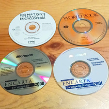 Vintage 90s PC Software Lot Encarta 2000 2001 Comptons World Book Loose Discs picture