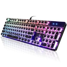 Typewriter Style Mechanical Gaming Keyboard RGB Backlit Wired with Blue Switc... picture