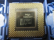 Vintage Intel Special Edition Gold Pin Socket 370 PGA CPU FV524RX366128 SL36C picture