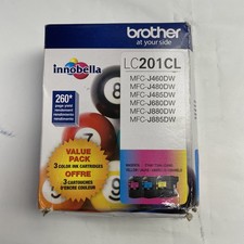 New Genuine Brother LC201 Cyan Magenta Yellow 3PK Ink Cartridges picture