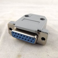 10x D-Sub DB15 Female 15 Pin 2 Rows Connector Gray Plastic Hood Cover Backshell picture