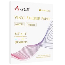 Lot A-SUB Printable Vinyl Sticker Paper Glossy or Matte White / Clear Waterproof picture