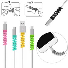 NEW 10PCS Spiral Cable Protectors Silicone USB Charger Cord Saver Multicolor picture